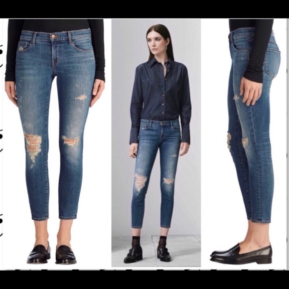 J Brand Distressed Cropped Skinny Denim Jeans - Picture 2 of 9